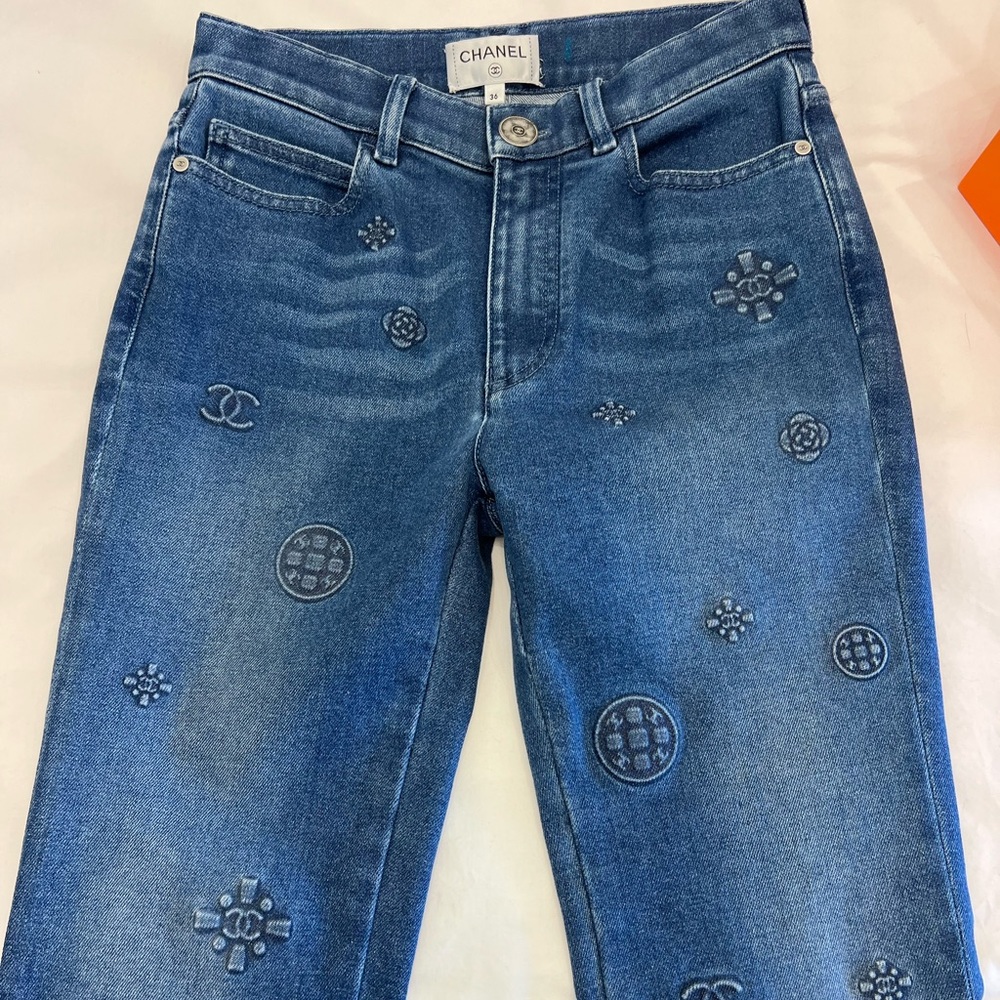 Chanel Stretch Jeans In Denim Size 36
